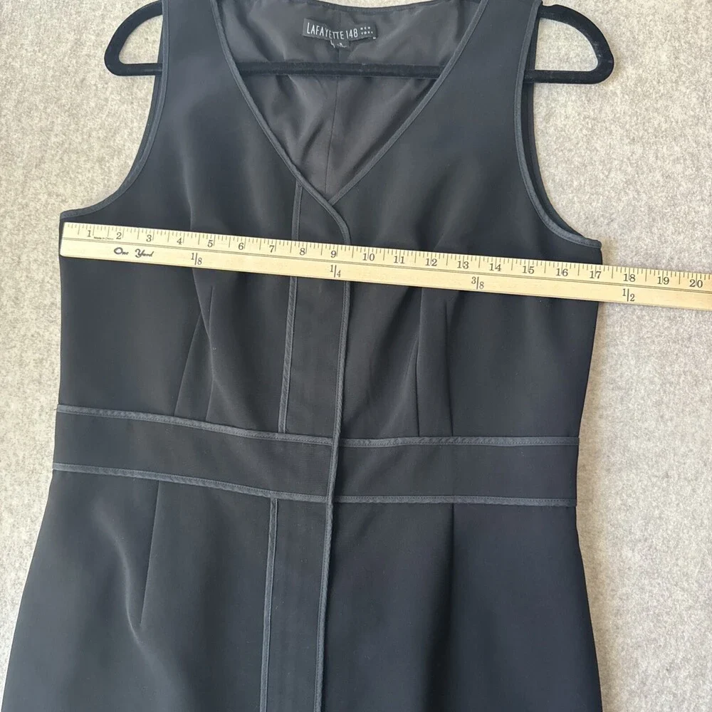 Lafayette 148 New York Sheath Dress‎ Womens 8 Black Sleeveless V Neck Stretch